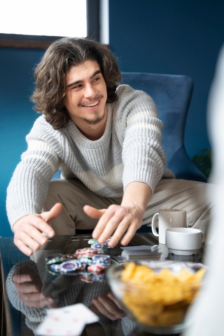 Studio produksi meja blackjack benua bet dengan dealer dan kamera multi-sudut